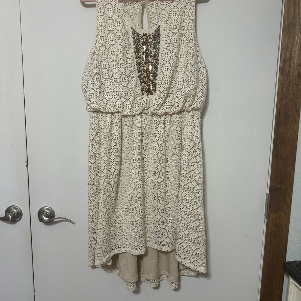 Maurices Beige Lace Dress with Sequins